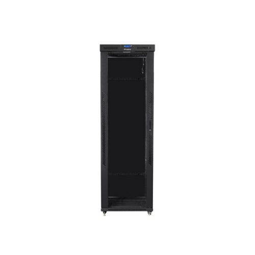 Lanberg 19" szabadon álló rack szekrény 47U/800X1200 üvegajtó, lapraszerelt, LCD kijelző, fekete V2