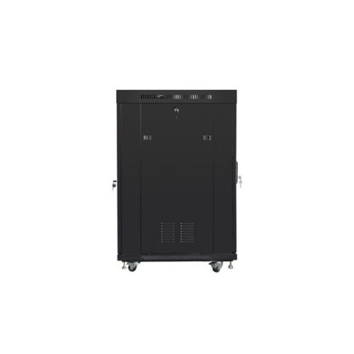 Lanberg 19" szabadon álló rack szekrény 22U/800X800 perforált ajtó, lapraszerelt, LCD kijelző, fekete V2