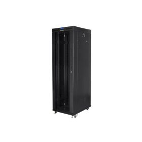   Lanberg 19" szabadon álló rack szekrény 42U/800X800 üvegajtó, lapraszerelt, LCD kijelző, fekete