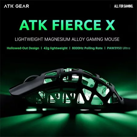 ATK Fierce X 8K optikai USB / vezeték nélküli gaming egér ezüst-szürke