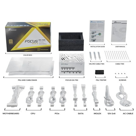 Seasonic FOCUS GX White ATX 3 (2024) ATX desktop tápegység 750W 80+ Gold BOX