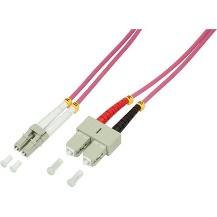 LogiLink LC/UPC duplex -> SC/UPC duplex M/M adatkábel 20m rózsaszín OM4, 50/125µ