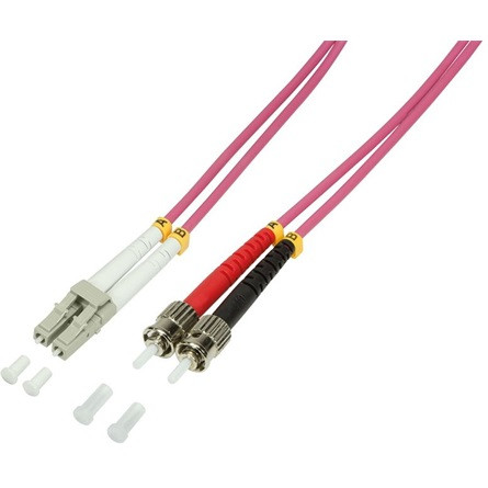 LogiLink LC/UPC duplex -> ST/UPC duplex M/M adatkábel 2m rózsaszín OM4, 50/125µ