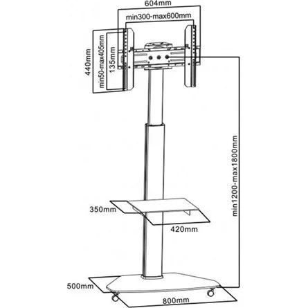 SBOX FS-500 37"-70" monitor TV gurulós tartó állvány