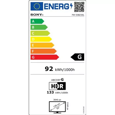 SONY Bravia 24/7 FW-55BZ30L 55" professzionális LCD kijelző, Android TV, 3840x2160, 16:9, 440 cd/m2, 4xHDMI/2xUSB/WIFI