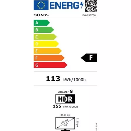 SONY Bravia 24/7 FW-65BZ30L 65" professzionális LCD kijelző, Android TV, 3840x2160, 16:9, 440 cd/m2, 4xHDMI/2xUSB/WIFI