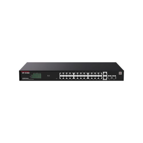 TENDA IP-COM Switch Menedzselhető PoE - G2228P-24-410W (24x1Gbps + 2x1Gbps Uplink + 2xSFP;  24af/at PoE+ port; 410W; rack)