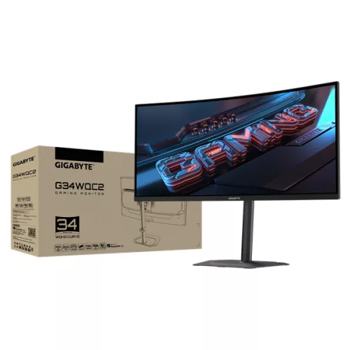 GIGABYTE Ívelt VA LED Monitor 34" G34WQC2 3440x1440, 2xHDMI/2xDisplayport