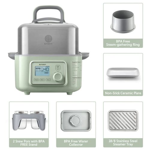 BUYDEEM Multi function Digital Food Steamer, model G564, color Cozy Greenish, EU