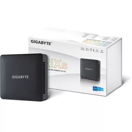 GIGABYTE PC BRIX, Intel Core i7 1355U 5GHz, 2xHDMI, Displayport (Type C), LAN, WIFI, BT, 2.5" HDD hely, 6xUSB