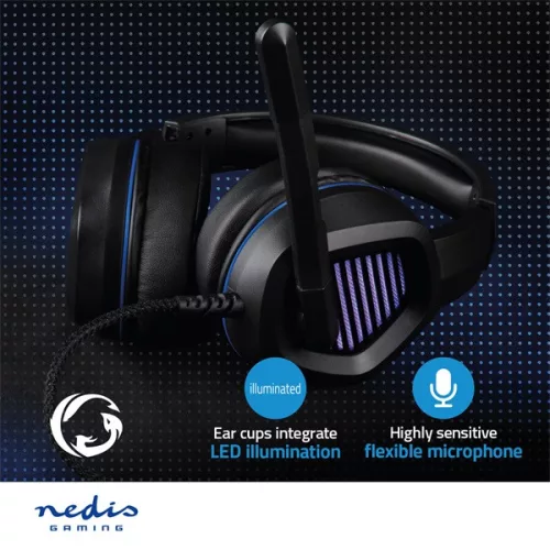 Nedis GHST410BK USB gamer headset, 7.1 térhatás, LED világítás, 2,1m kábel