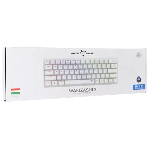 White Shark BILL White Shark GK-002223V2-W/BL-HU WAKIZASHI-2 vezetékes mechanikus gamer billentyűzet - fehér - HU
