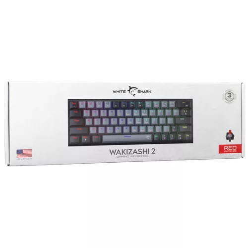 White Shark BILL White Shark GK-002711V2-G-B/R-US WAKIZASHI-2 vezetékes mechanikus gamer billentyűzet - fekete - US