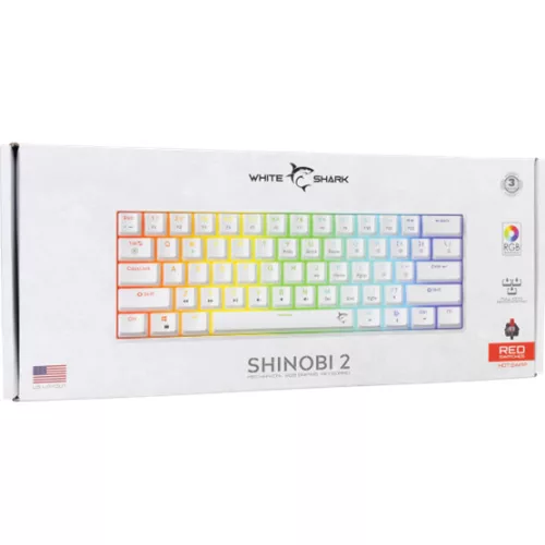 White Shark BILL White Shark GK-004213V2-W/R-HU SHINOBI-2 vezetékes mechanikus gamer billentyűzet - fehér - HU /piros/