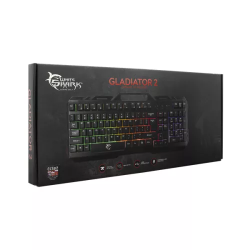 WHITESHARK WHITE SHARK GLADIATOR-2 membrános fém gamer billentyűzet (magyar)