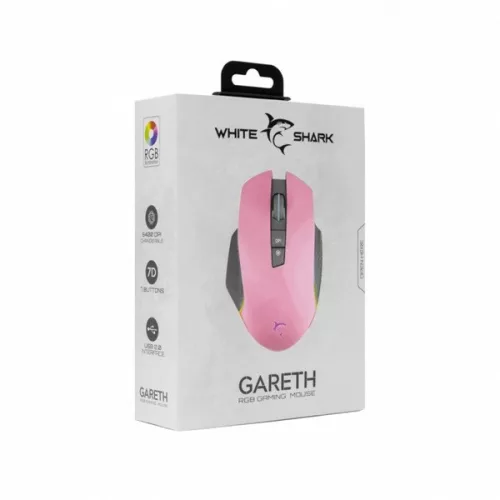 WHITESHARK WHITE SHARK GARETH gamer egér, pink