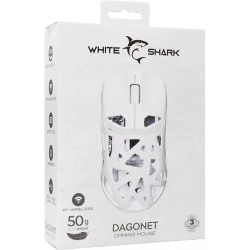 White Shark MOU White Shark GM-5019W DAGONET Vezeték nélküli gamer egér - Fehér