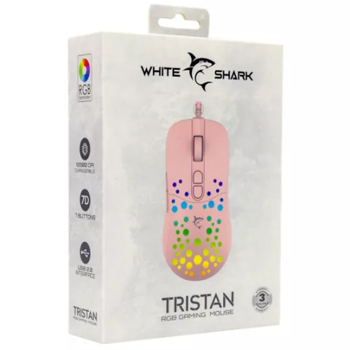 White Shark MOU White Shark GM-9004P TRISTAN Vezetékes gamer egér - Rózsaszín