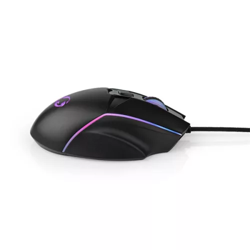 Nedis GMWD510BK gamer egér, állítható 800 / 1200 / 2400 / 3200 / 4800 / 7200 dpi | Gombok száma: 6 | RGB
