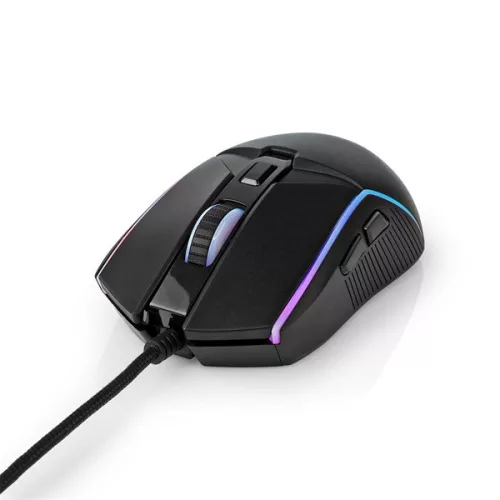 Nedis GMWD510BK gamer egér, állítható 800 / 1200 / 2400 / 3200 / 4800 / 7200 dpi | Gombok száma: 6 | RGB