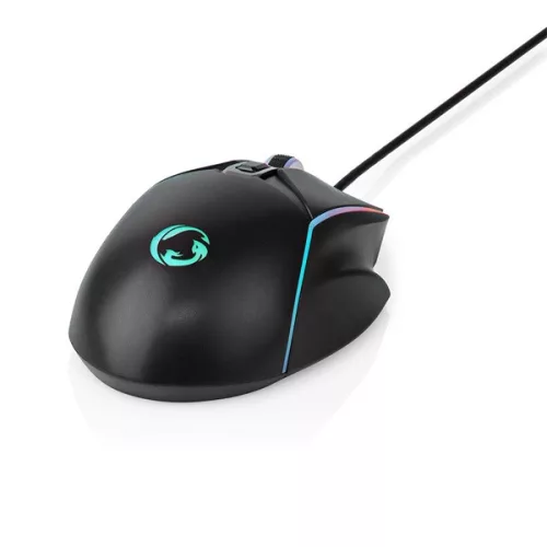 Nedis GMWD510BK gamer egér, állítható 800 / 1200 / 2400 / 3200 / 4800 / 7200 dpi | Gombok száma: 6 | RGB