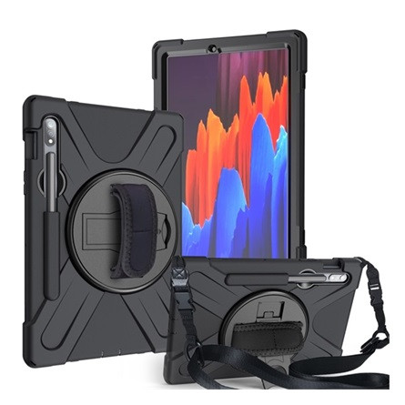 Gigapack Samsung Tab S9 WIFI Gigapack Defender műanyag telefonvédő ütésállóság, vállpánt, FEKETE