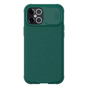   Nillkin iPhone 12 Pro Max NILLKIN CAMSHIELD PRO szilikon telefonvédő ütésállóság, csíkos, SÖTÉTZÖLD