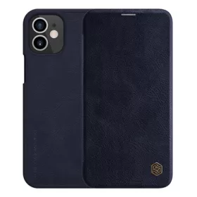   Nillkin iPhone 12 mini NILLKIN QIN tok álló, bőr hatású FLIP, kártyazseb, SÖTÉTKÉK