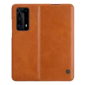   Nillkin Huawei P40 Pro+ 5G NILLKIN QIN tok álló, bőr hatású FLIP, kártyazseb, BARNA