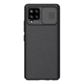   Nillkin Samsung A42 5G NILLKIN CAMSHIELD szilikon telefonvédő ütésállóság, csíkos, FEKETE