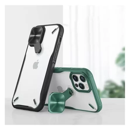 Nillkin iPhone 12 Pro Max NILLKIN CYCLOPS műanyag telefonvédő ütésállóság, kitámasztó, SÖTÉTKÉK