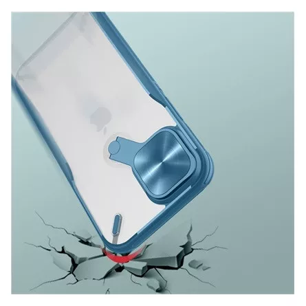 Nillkin iPhone 12 Pro Max NILLKIN CYCLOPS műanyag telefonvédő ütésállóság, kitámasztó, SÖTÉTKÉK