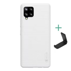   Nillkin Samsung A42 5G NILLKIN SUPER FROSTED műanyag telefonvédő gumírozott, érdes felület + asztali tartó, FEHÉR