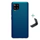Nillkin Samsung A42 5G NILLKIN SUPER FROSTED műanyag telefonvédő gumírozott, érdes felület + asztali tartó, SÖTÉTKÉK