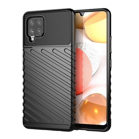 Gigapack Samsung A42 5G Gigapack szilikon telefonvédő ütésállóság, dombor minta, FEKETE