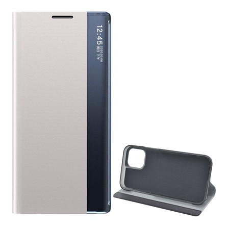 Gigapack iPhone 12 Gigapack tok álló, textil hatású aktív FLIP, Smart View Cover, SZÜRKE