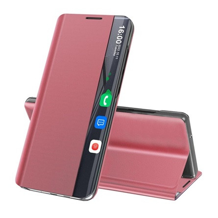 Gigapack iPhone 12 Gigapack tok álló, textil hatású aktív FLIP, Smart View Cover, RÓZSASZÍN