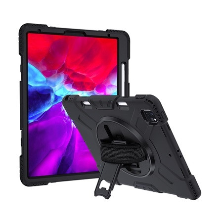 Gigapack iPad Air 13 (2024) Gigapack Defender műanyag telefonvédő ütésállóság, ceruza tartó + kézpánt, FEKETE
