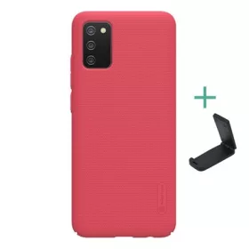   Nillkin Samsung A02s NILLKIN SUPER FROSTED műanyag telefonvédő gumírozott, érdes felület + asztali tartó, PIROS
