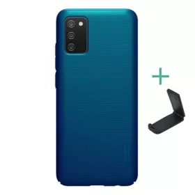   Nillkin Samsung A02s NILLKIN SUPER FROSTED műanyag telefonvédő gumírozott, érdes felület + asztali tartó, SÖTÉTKÉK