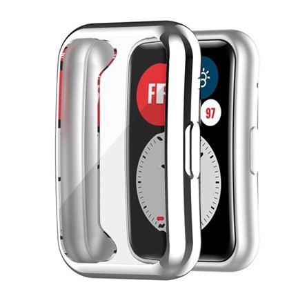 Gigapack Huawei Watch Fit Gigapack szilikon keret BUMPER, fémhatás, EZÜST