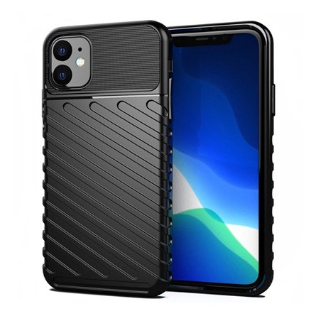 Gigapack iPhone 11 GIGAPACK szilikon telefonvédő ütésállóság, dombor minta, FEKETE