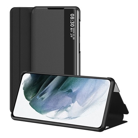 Gigapack Samsung A72 4G Gigapack Tok álló, bőr hatású FLIP, ablakos, FEKETE