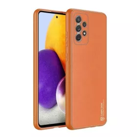   Dux Ducis Samsung A72 5G DUX DUCIS YOLO szilikon telefonvédő ütésállóság, fémhatású bőr hatású hátlap, NARANCSSÁRGA