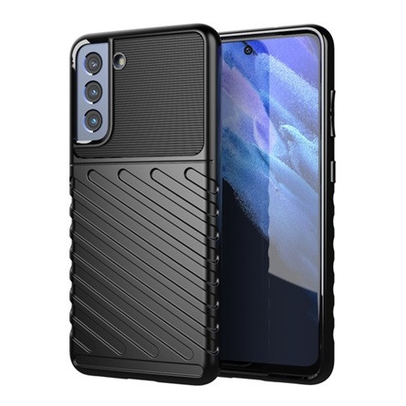 Gigapack Samsung S21 FE Gigapack szilikon telefonvédő ütésállóság, dombor minta, FEKETE