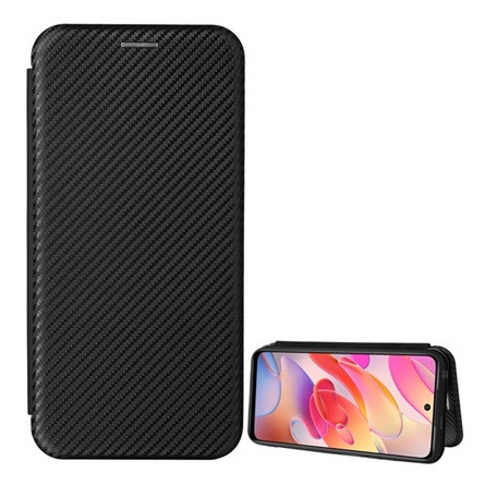 Gigapack Redmi Note 10 5G Gigapack Tok álló, bőr hatású FLIP, karbon minta, FEKETE