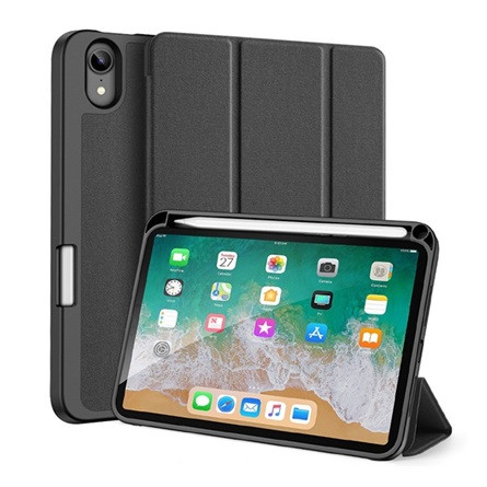 Dux Ducis IPAD mini 6 (2021) DUX DUCIS DOMO tok álló, bőr hatású aktív, textil minta, FEKETE