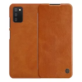  Nillkin Samsung A03s NILLKIN QIN tok álló, bőr hatású FLIP, kártyazseb, BARNA