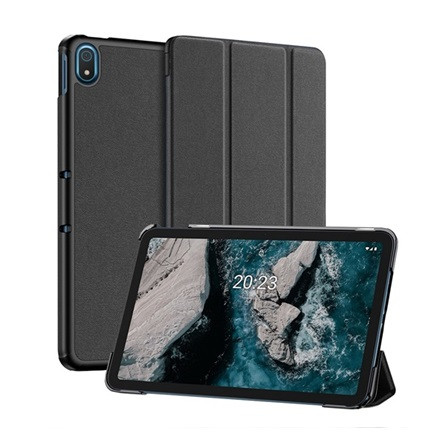 Dux Ducis Nokia T20 LTE DUX DUCIS DOMO tok álló, bőr hatású aktív FLIP, textil minta, FEKETE