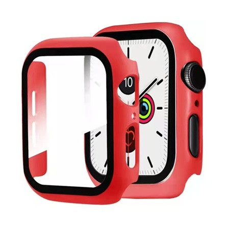 Gigapack Apple Watch Series 9 41mm Gigapack Műanyag keret ütésálló + kijelzővédő üveg PIROS